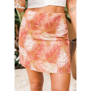 Pink Lily Palm Print Skirt NWT